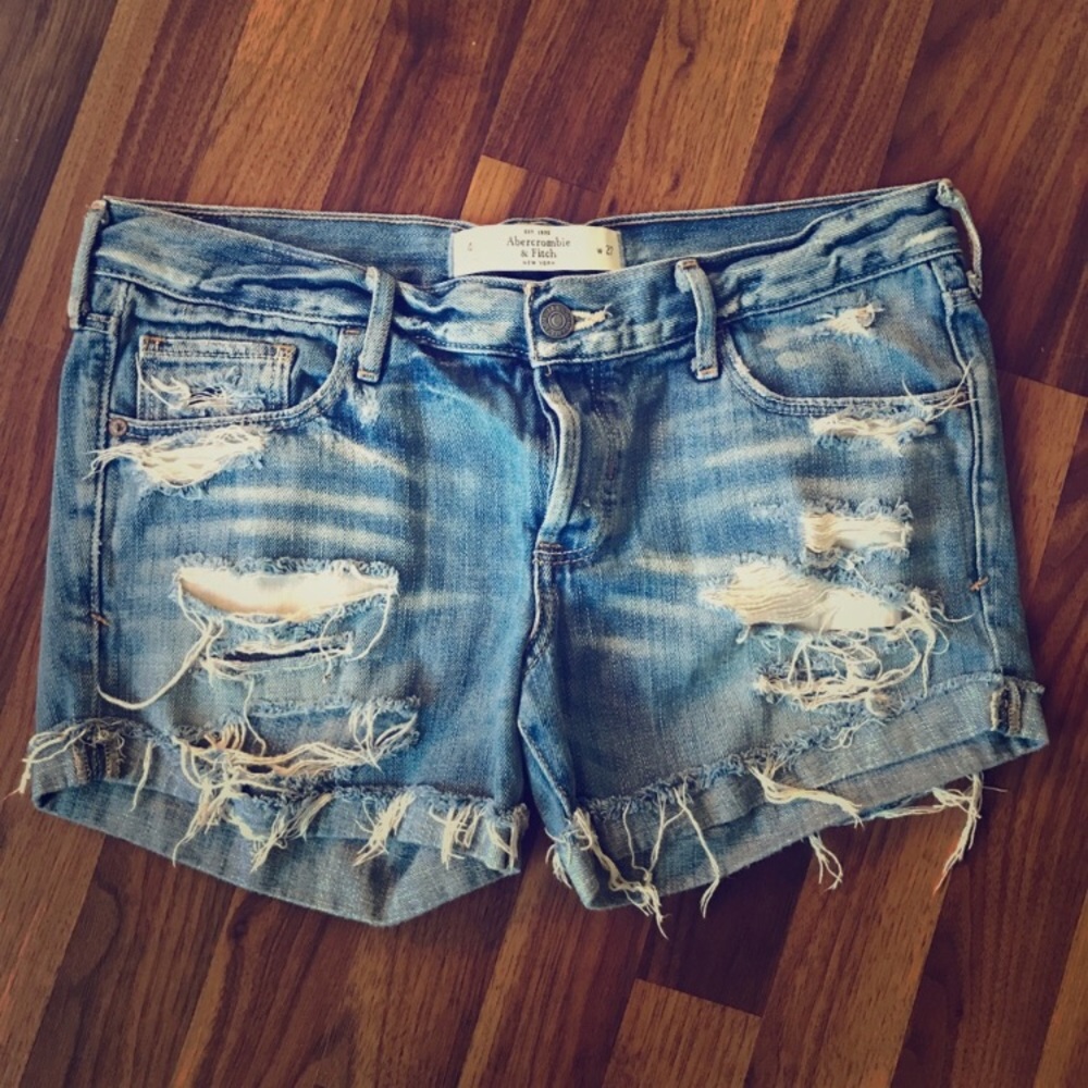 Like New, Distressed Abercrombie Midi Shorts